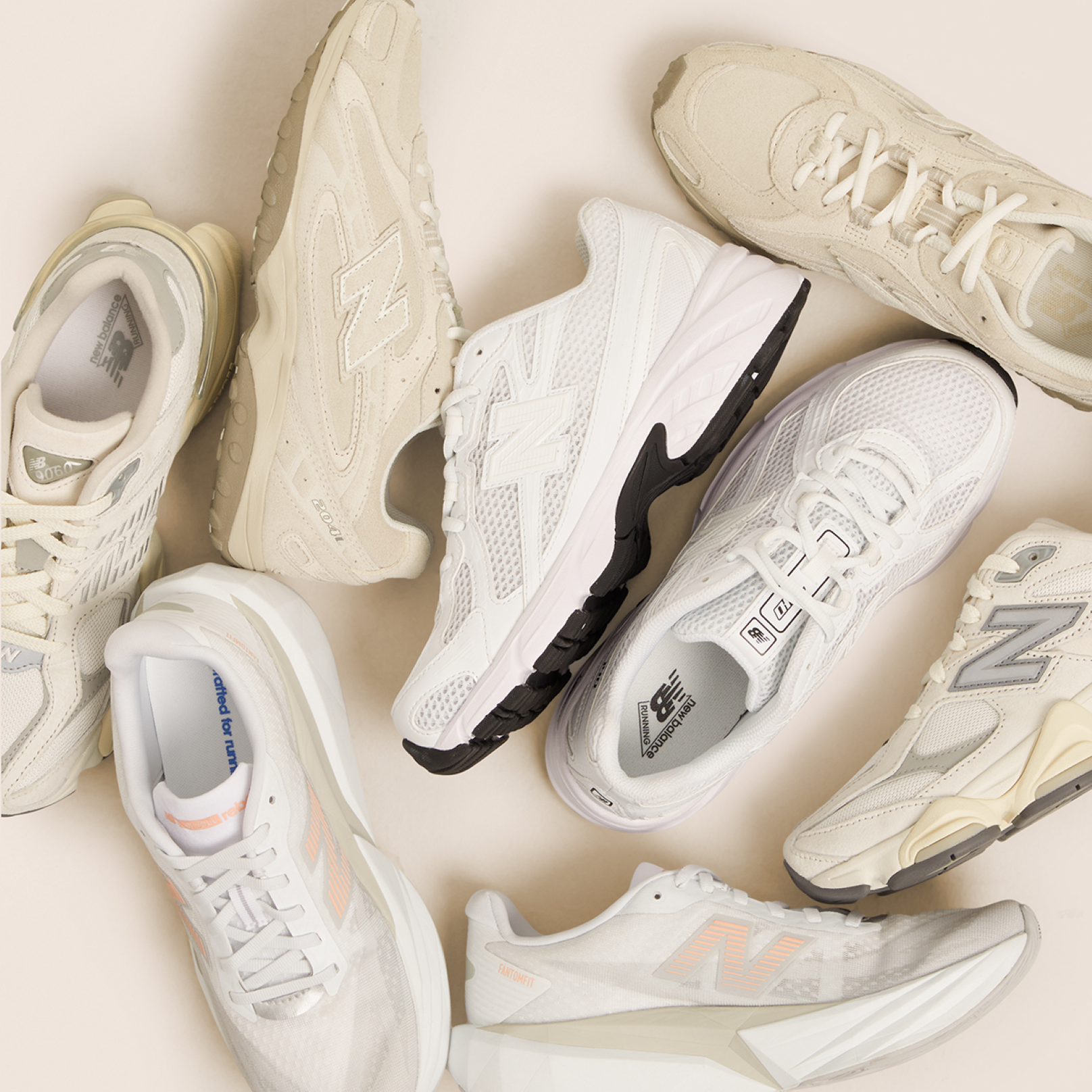 A variation of White sneakers on the floor